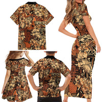Hibiscus Mix African Pattern Family Matching Short Sleeve Bodycon Dress and Hawaiian Shirt - Wonder Print Shop