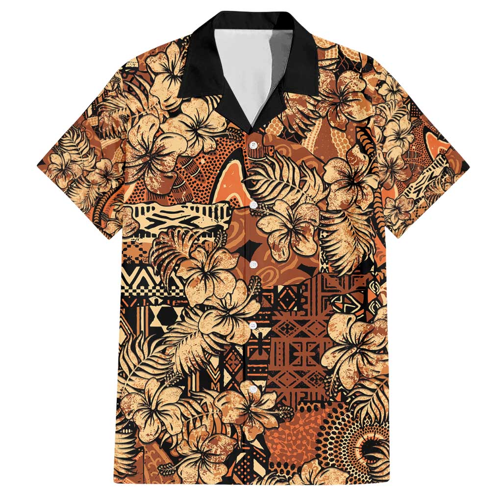 Hibiscus Mix African Pattern Family Matching Short Sleeve Bodycon Dress and Hawaiian Shirt - Wonder Print Shop