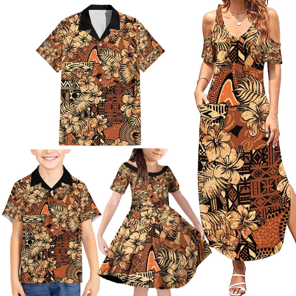 Hibiscus Mix African Pattern Family Matching Summer Maxi Dress and Hawaiian Shirt - Wonder Print Shop