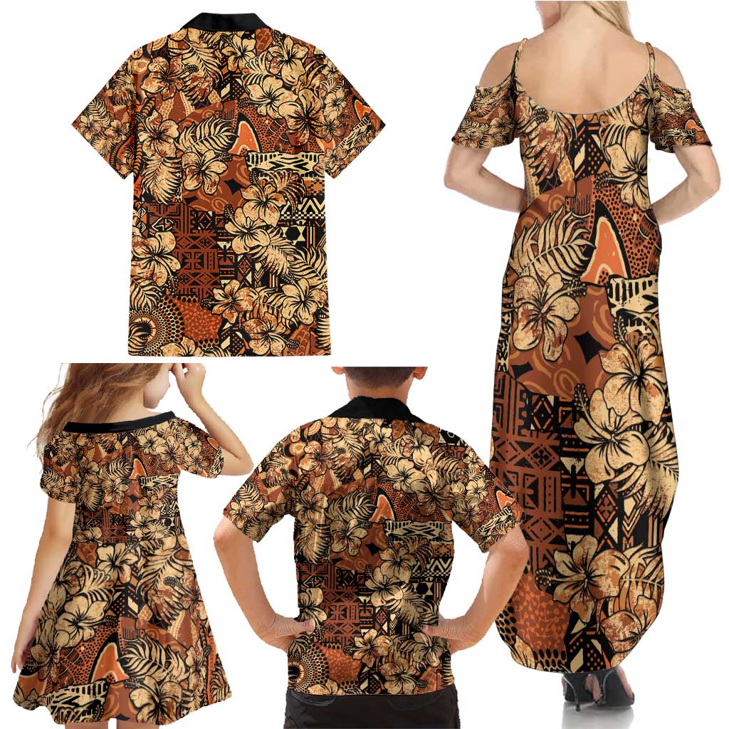 Hibiscus Mix African Pattern Family Matching Summer Maxi Dress and Hawaiian Shirt - Wonder Print Shop