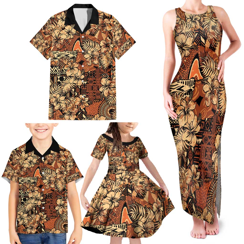 Hibiscus Mix African Pattern Family Matching Tank Maxi Dress and Hawaiian Shirt - Wonder Print Shop