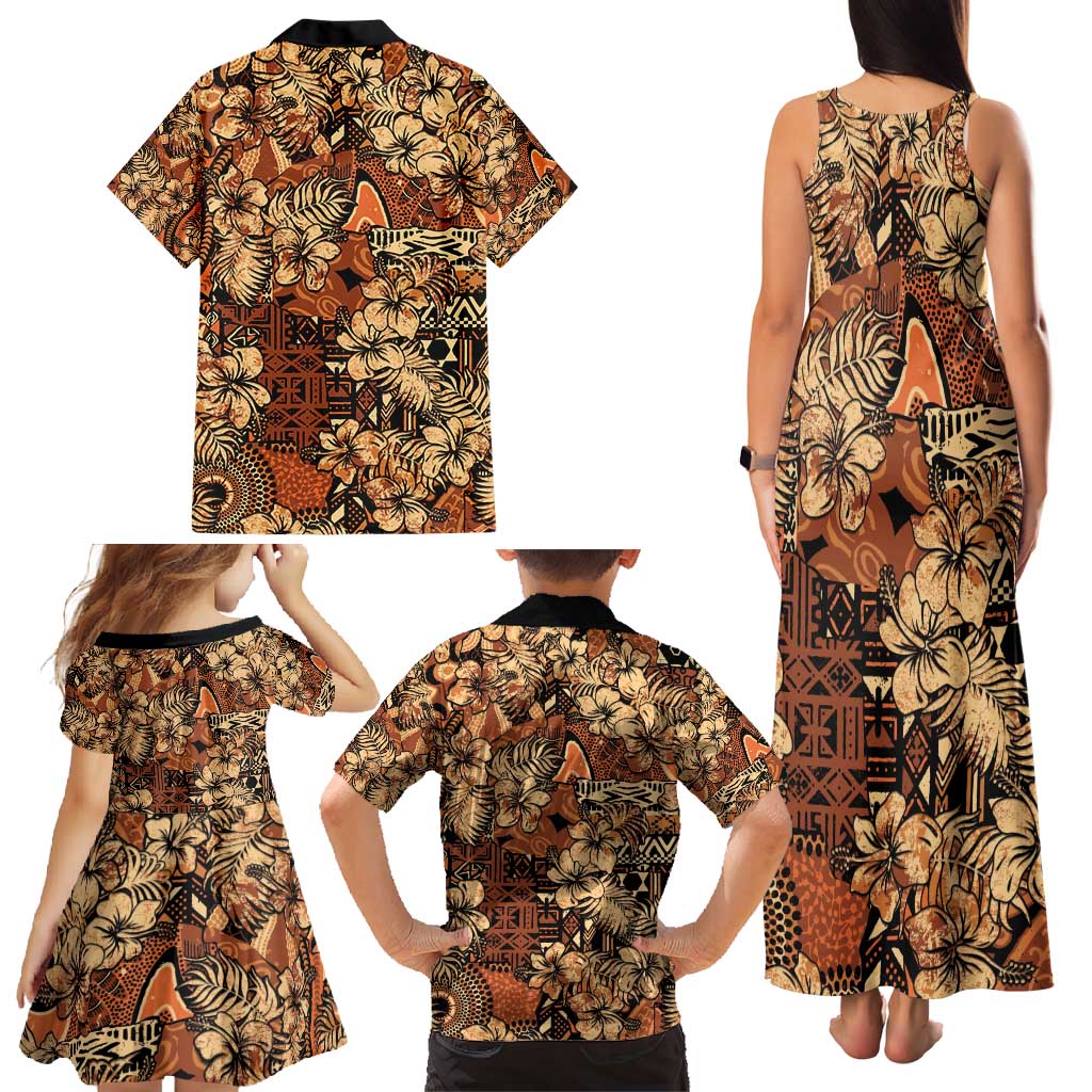 Hibiscus Mix African Pattern Family Matching Tank Maxi Dress and Hawaiian Shirt - Wonder Print Shop