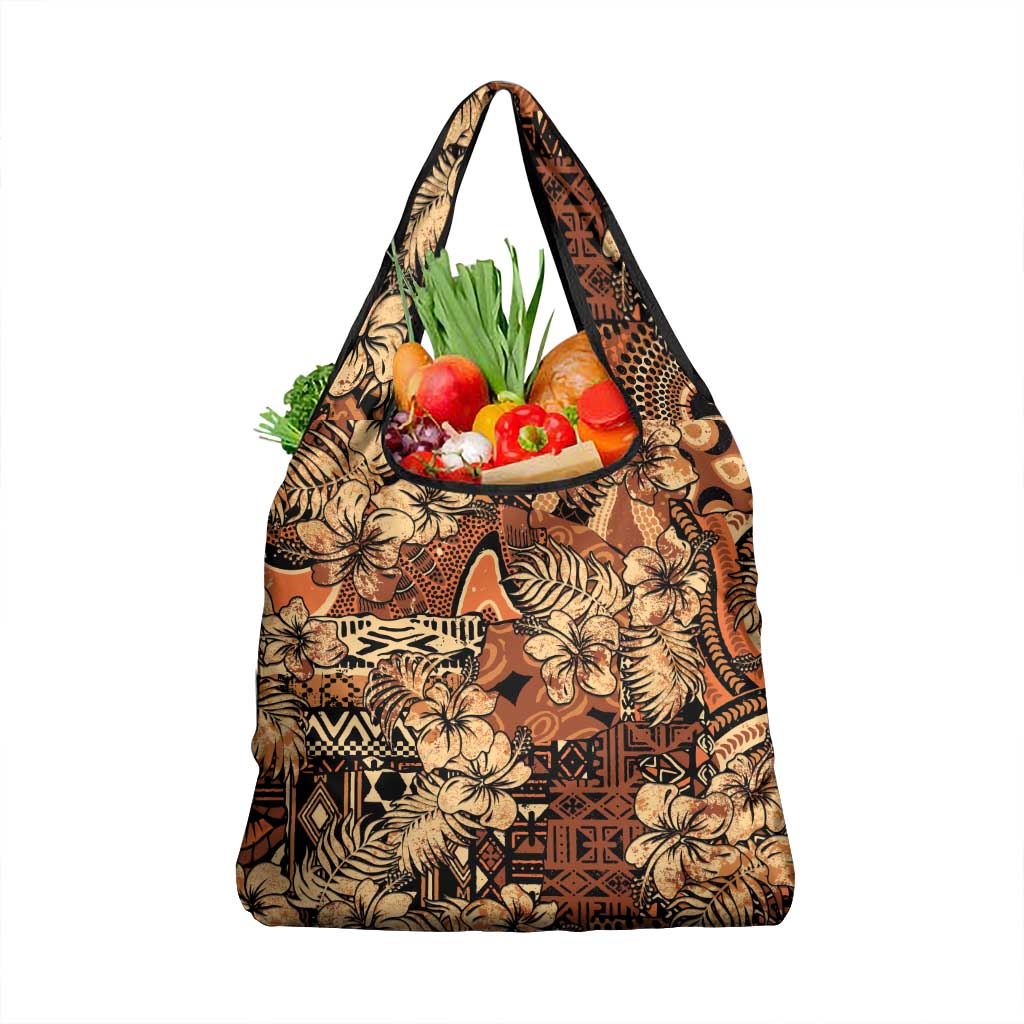 Hibiscus Mix African Pattern Grocery Bag - Wonder Print Shop