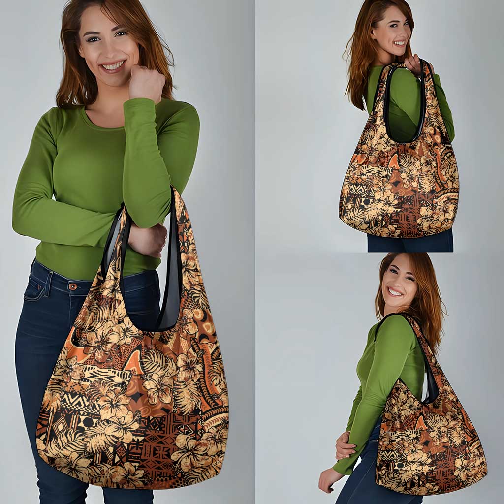 Hibiscus Mix African Pattern Grocery Bag - Wonder Print Shop