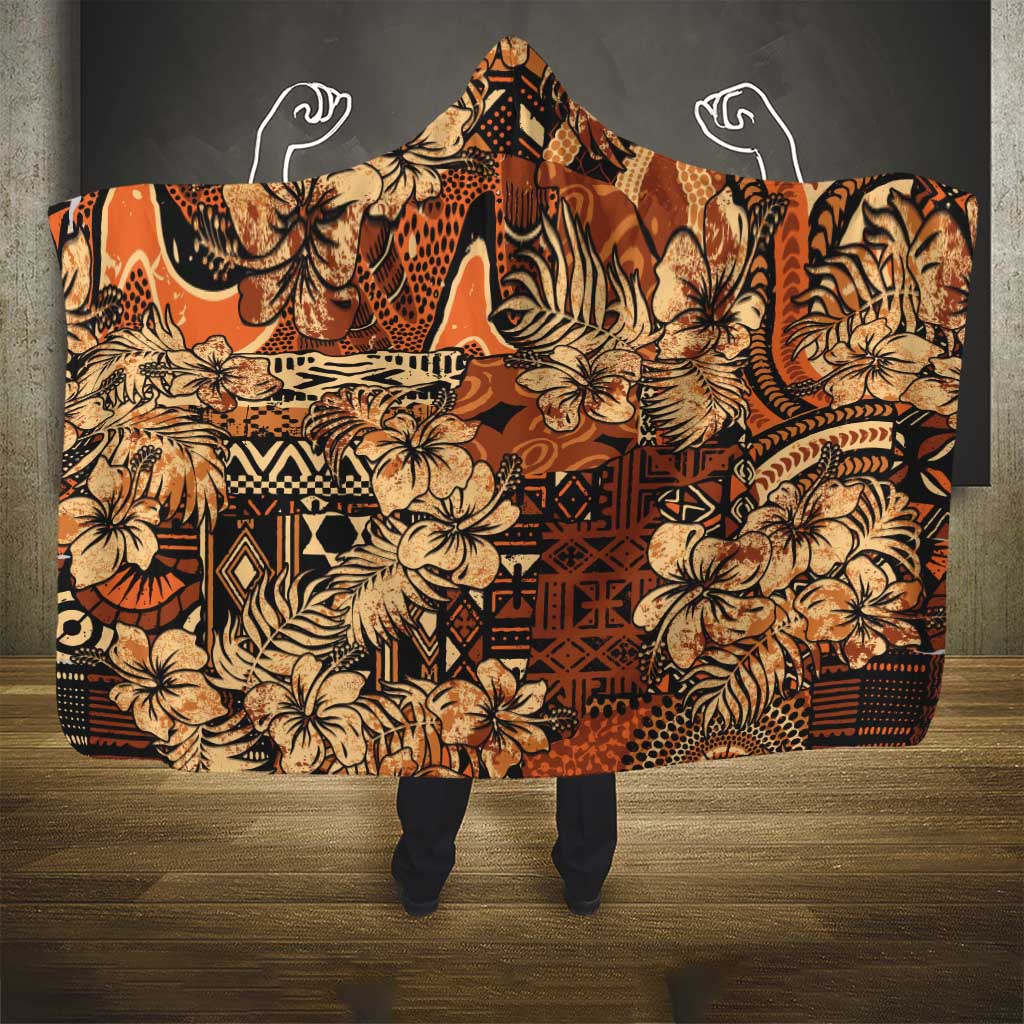 Hibiscus Mix African Pattern Hooded Blanket - Wonder Print Shop