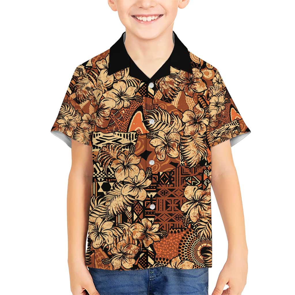 Hibiscus Mix African Pattern Kid Hawaiian Shirt - Wonder Print Shop
