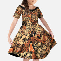 Hibiscus Mix African Pattern Kid Short Sleeve Dress - Wonder Print Shop