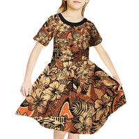 Hibiscus Mix African Pattern Kid Short Sleeve Dress - Wonder Print Shop