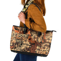 Hibiscus Mix African Pattern Leather Tote Bag - Wonder Print Shop