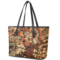 Hibiscus Mix African Pattern Leather Tote Bag - Wonder Print Shop
