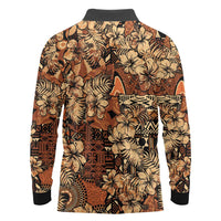 Hibiscus Mix African Pattern Long Sleeve Polo Shirt - Wonder Print Shop