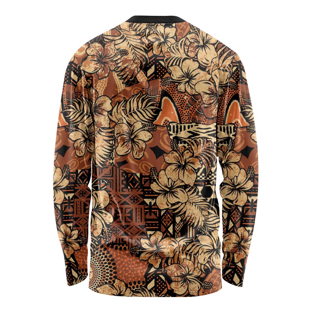 Hibiscus Mix African Pattern Long Sleeve Shirt - Wonder Print Shop