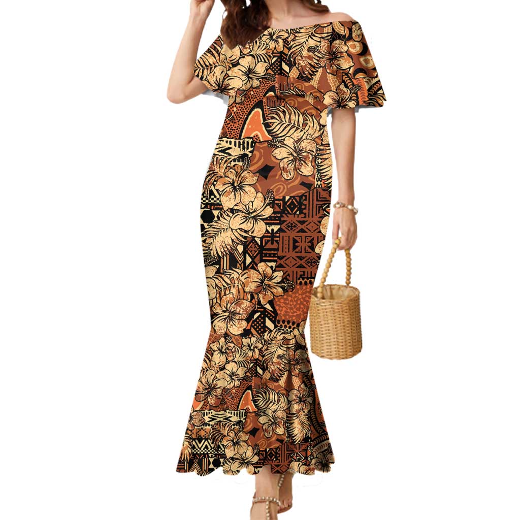 Hibiscus Mix African Pattern Mermaid Dress - Wonder Print Shop