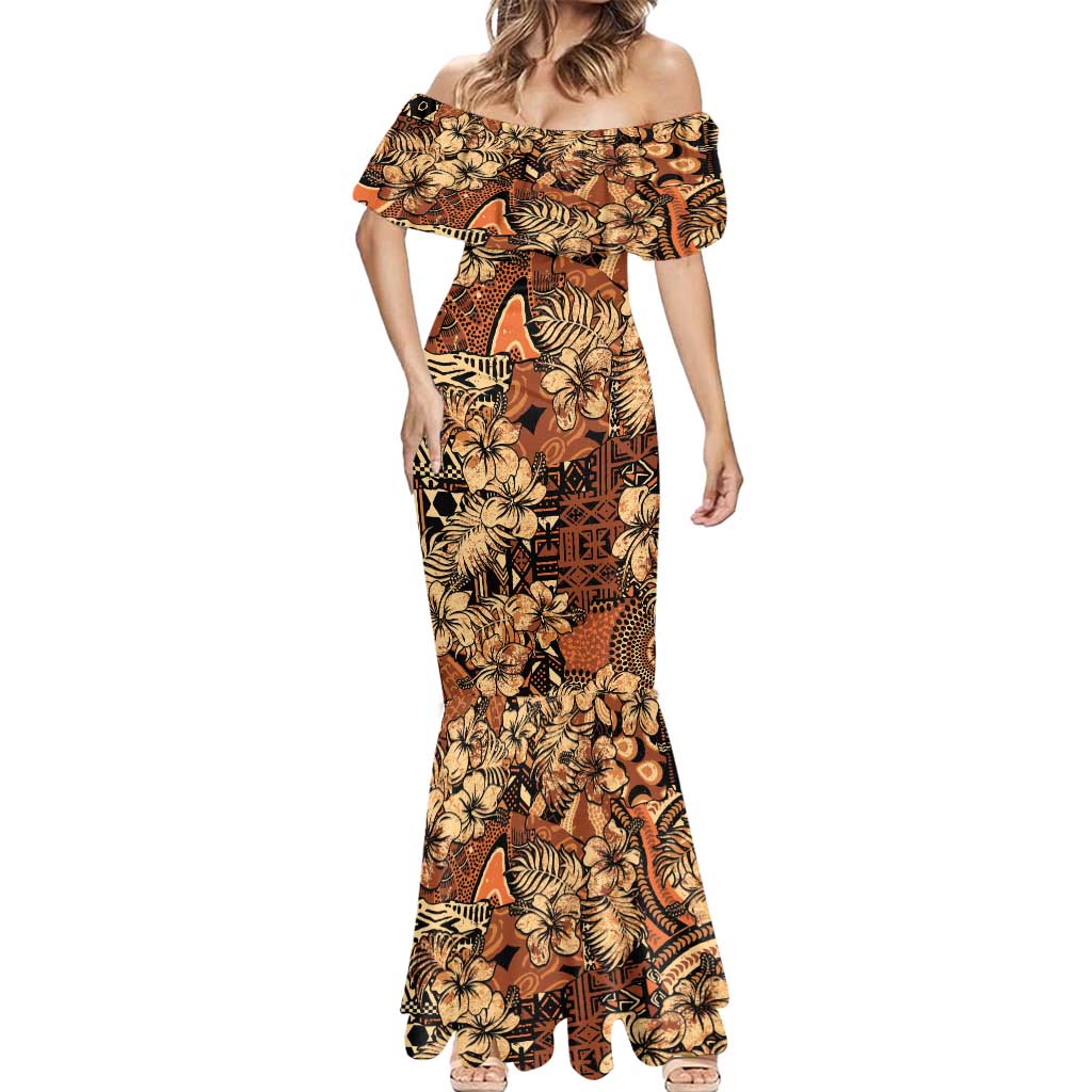 Hibiscus Mix African Pattern Mermaid Dress - Wonder Print Shop