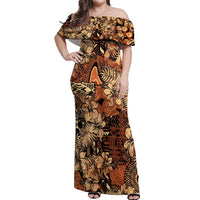 Hibiscus Mix African Pattern Off Shoulder Maxi Dress - Wonder Print Shop
