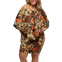 Hibiscus Mix African Pattern Off Shoulder Short Dress - Wonder Print Shop