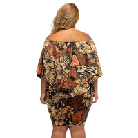 Hibiscus Mix African Pattern Off Shoulder Short Dress - Wonder Print Shop