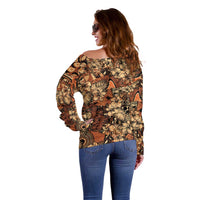 Hibiscus Mix African Pattern Off Shoulder Sweater - Wonder Print Shop