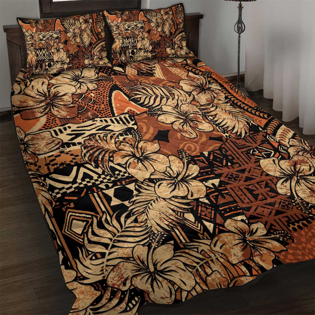 Hibiscus Mix African Pattern Quilt Bed Set - Wonder Print Shop
