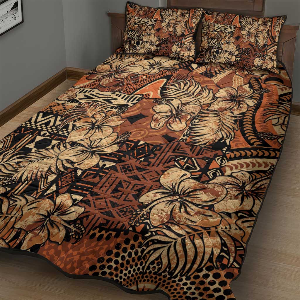 Hibiscus Mix African Pattern Quilt Bed Set - Wonder Print Shop