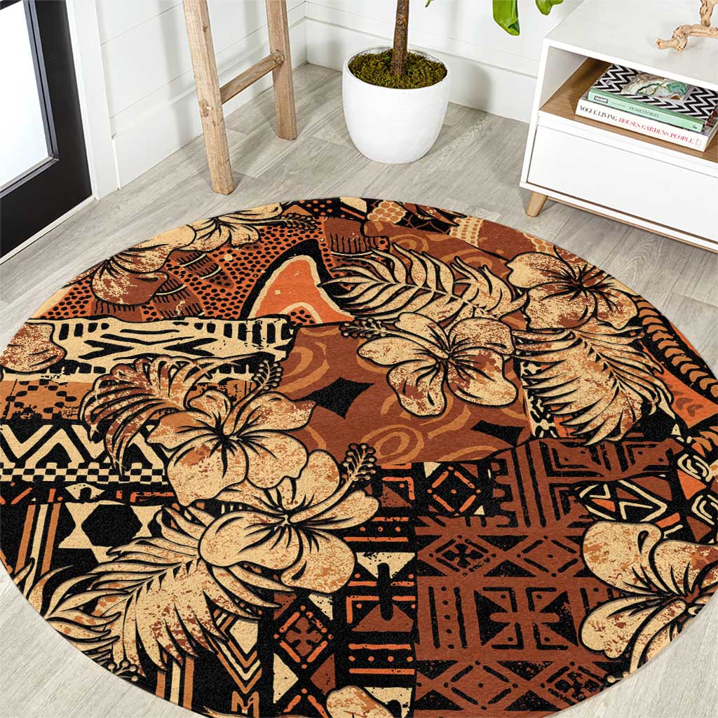 Hibiscus Mix African Pattern Round Carpet - Wonder Print Shop