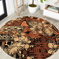 Hibiscus Mix African Pattern Round Carpet - Wonder Print Shop