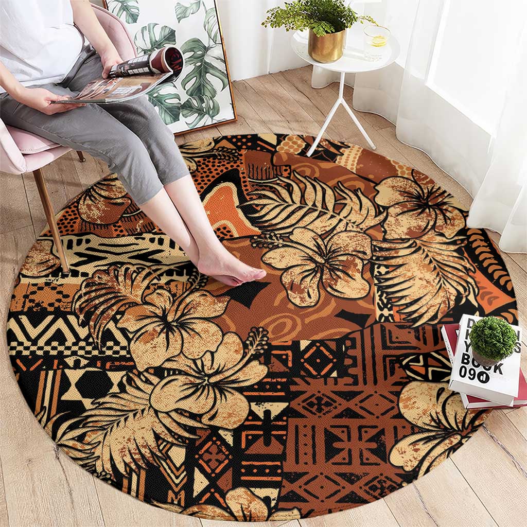 Hibiscus Mix African Pattern Round Carpet - Wonder Print Shop