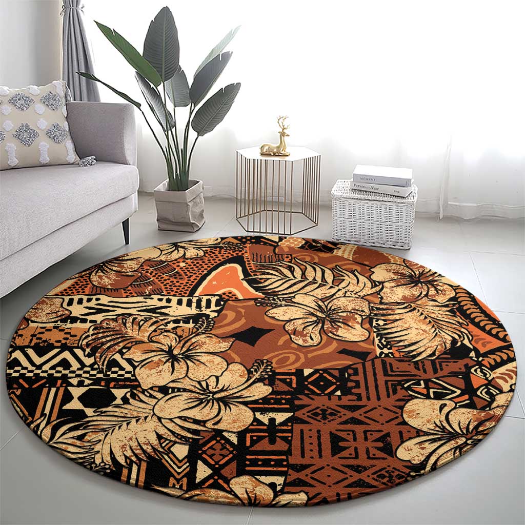 Hibiscus Mix African Pattern Round Carpet - Wonder Print Shop