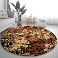 Hibiscus Mix African Pattern Round Carpet - Wonder Print Shop