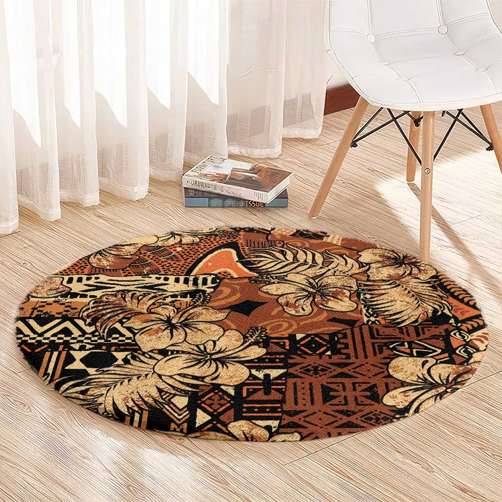 Hibiscus Mix African Pattern Round Carpet - Wonder Print Shop