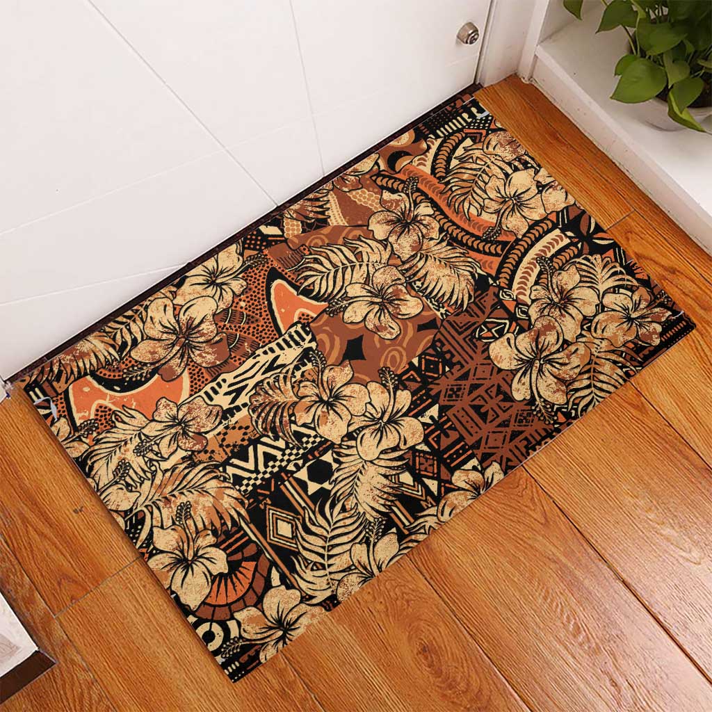 Hibiscus Mix African Pattern Rubber Doormat - Wonder Print Shop