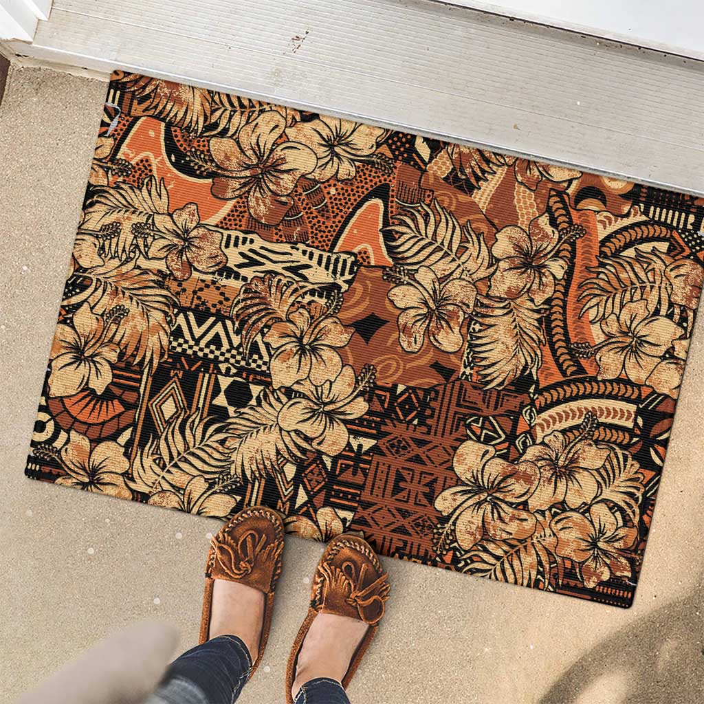 Hibiscus Mix African Pattern Rubber Doormat - Wonder Print Shop