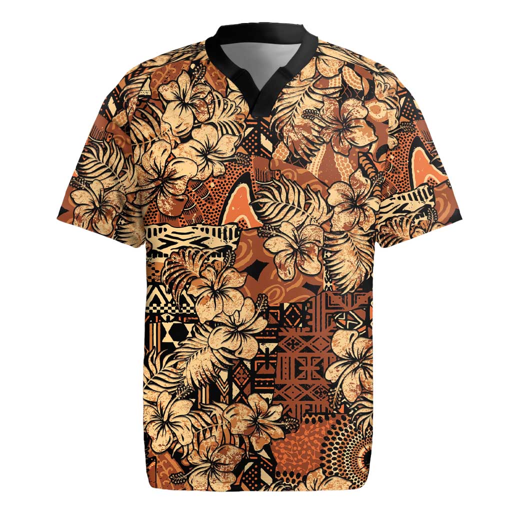 Hibiscus Mix African Pattern Rugby Jersey - Wonder Print Shop
