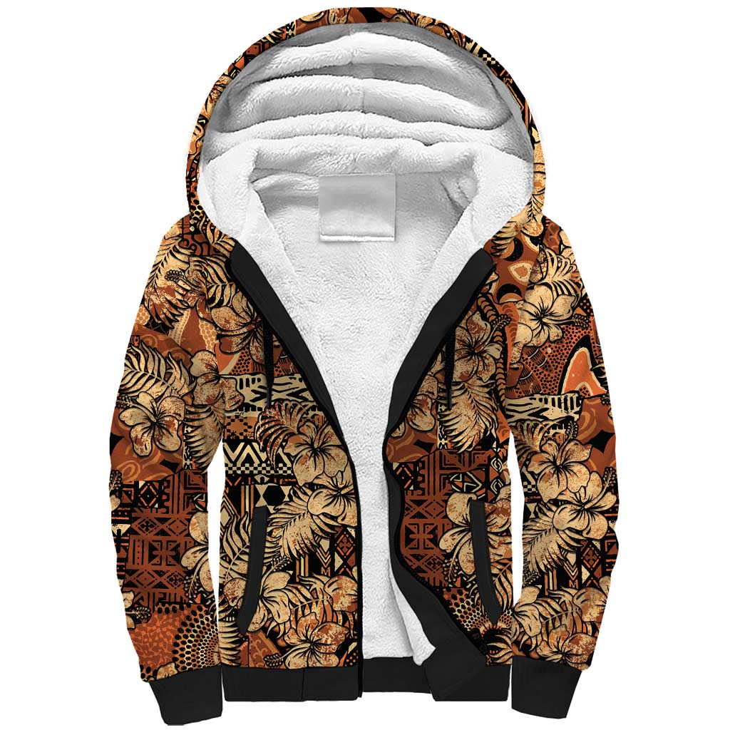 Hibiscus Mix African Pattern Sherpa Hoodie - Wonder Print Shop