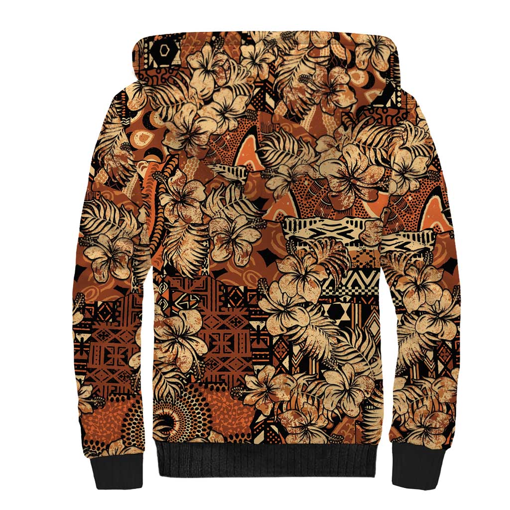 Hibiscus Mix African Pattern Sherpa Hoodie - Wonder Print Shop