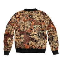 Hibiscus Mix African Pattern Sleeve Zip Bomber Jacket - Wonder Print Shop