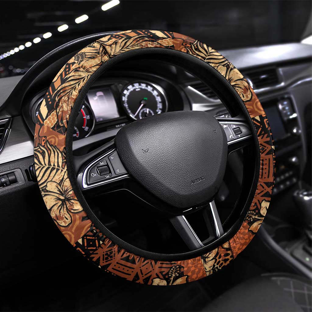 Hibiscus Mix African Pattern Steering Wheel Cover - Wonder Print Shop