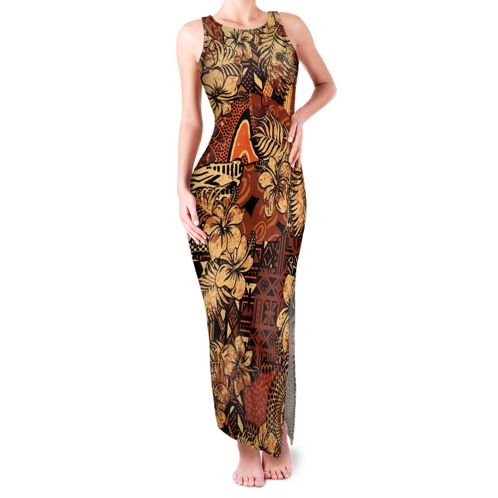 Hibiscus Mix African Pattern Tank Maxi Dress - Wonder Print Shop