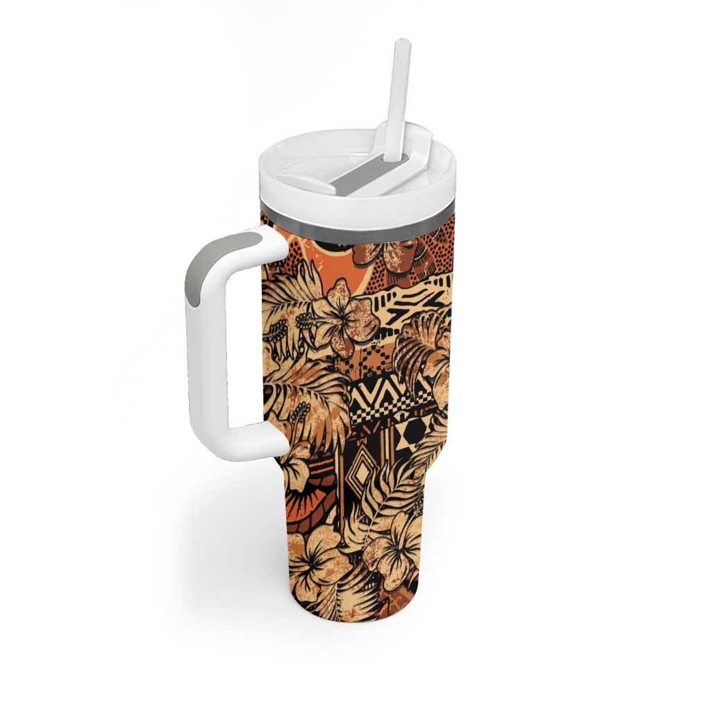 Hibiscus Mix African Pattern Tumbler With Handle - Wonder Print Shop