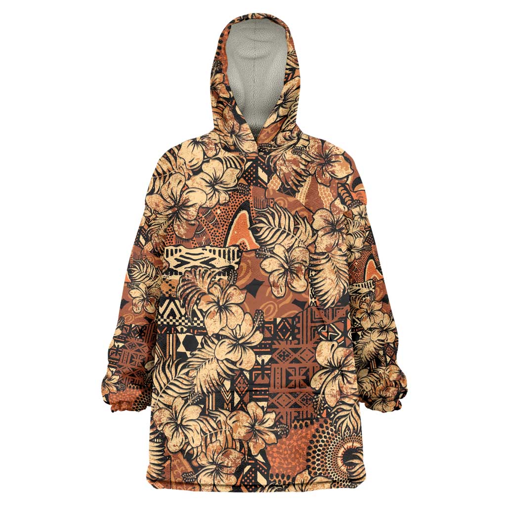 Hibiscus Mix African Pattern Wearable Blanket Hoodie - Wonder Print Shop