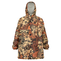 Hibiscus Mix African Pattern Wearable Blanket Hoodie - Wonder Print Shop