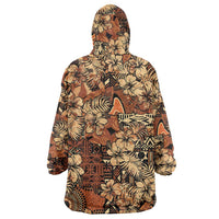 Hibiscus Mix African Pattern Wearable Blanket Hoodie - Wonder Print Shop