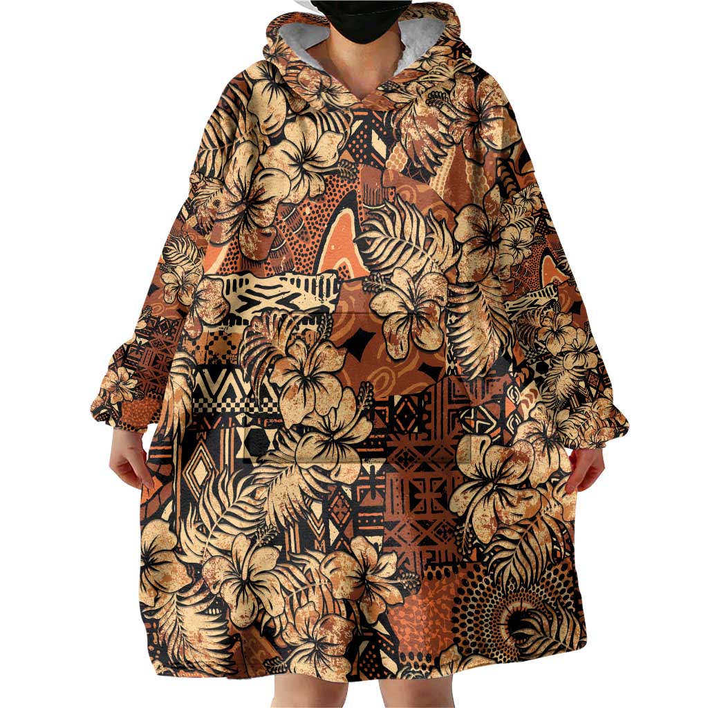 Hibiscus Mix African Pattern Wearable Blanket Hoodie - Wonder Print Shop