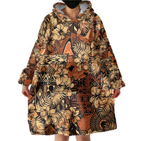 Hibiscus Mix African Pattern Wearable Blanket Hoodie - Wonder Print Shop