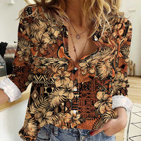 Hibiscus Mix African Pattern Women Casual Shirt - Wonder Print Shop
