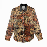 Hibiscus Mix African Pattern Women Casual Shirt - Wonder Print Shop