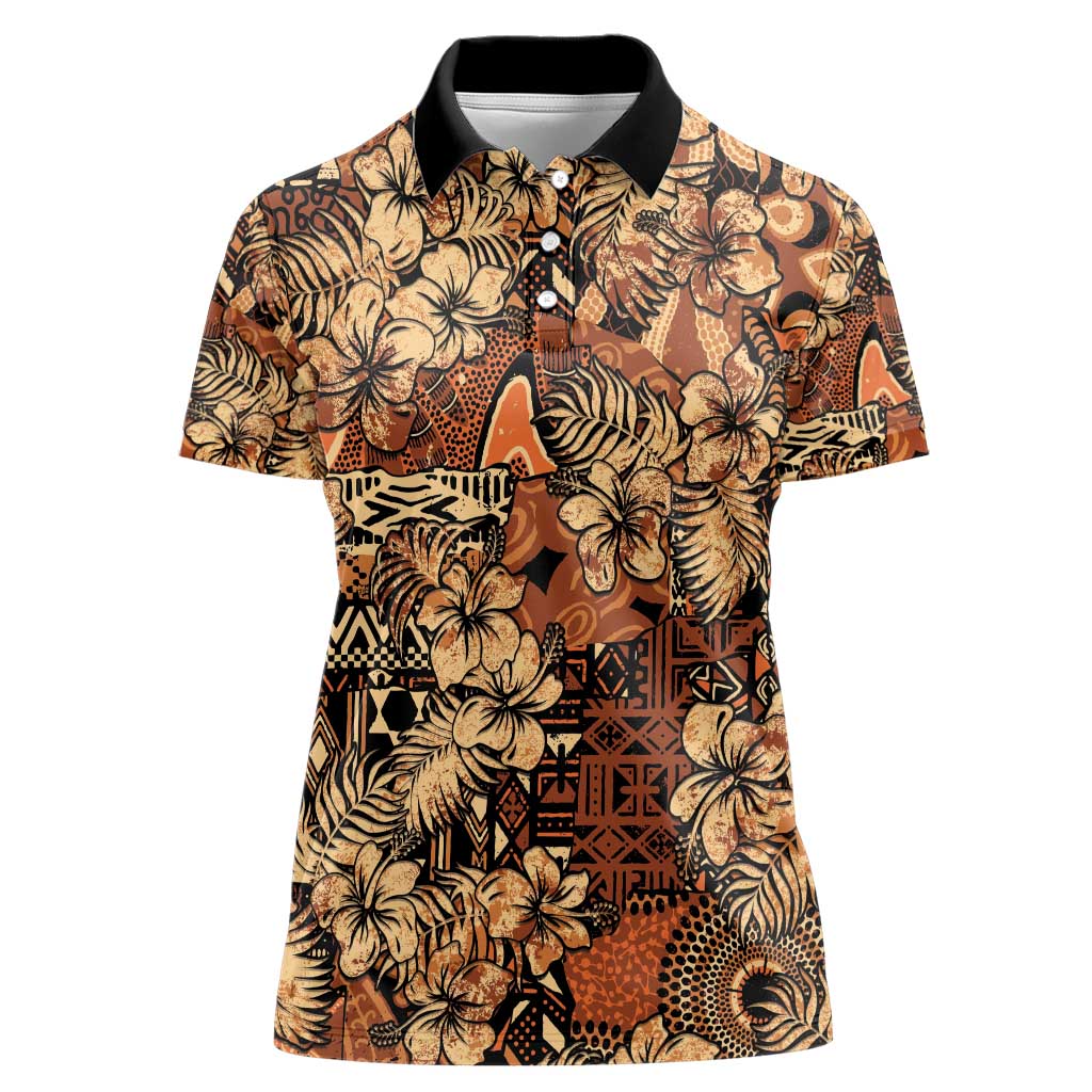 Hibiscus Mix African Pattern Women Polo Shirt - Wonder Print Shop