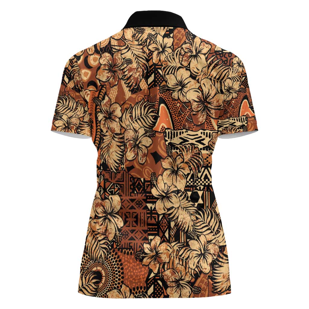 Hibiscus Mix African Pattern Women Polo Shirt - Wonder Print Shop
