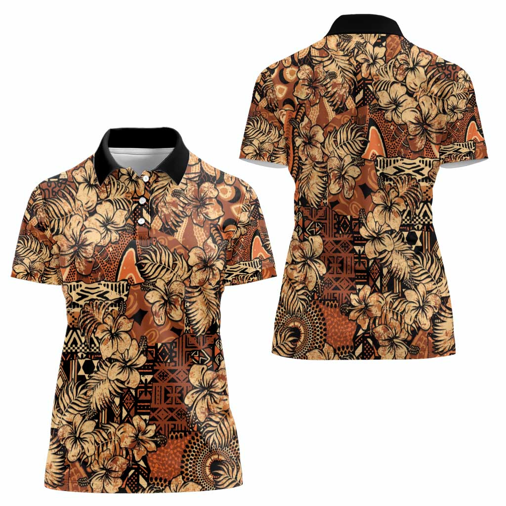 Hibiscus Mix African Pattern Women Polo Shirt - Wonder Print Shop