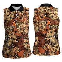 Hibiscus Mix African Pattern Women Sleeveless Polo Shirt - Wonder Print Shop